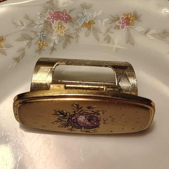 Vintage Gold and Pink Floral Brooch - Picture 3 of 6